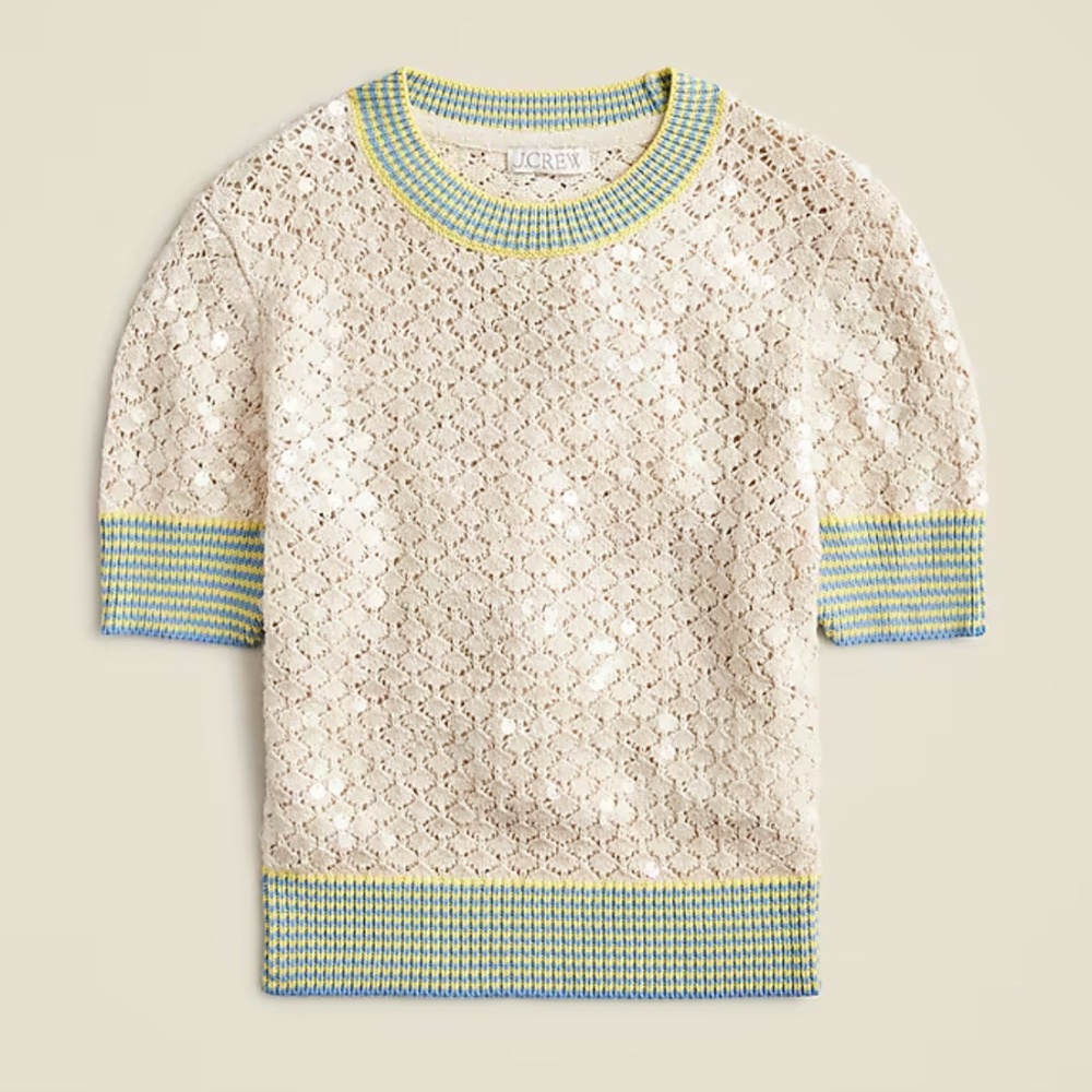 NWT Jcrew Sequin pointelle sweater tee sz XL L 12